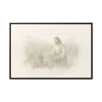 Jesus Feeds The 5,000 - Framed Canvas