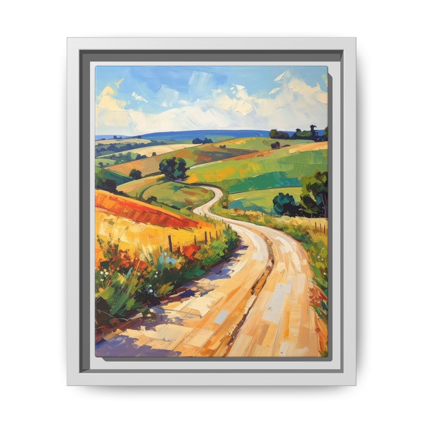 Lazy Country Road #3 - Framed Canvas