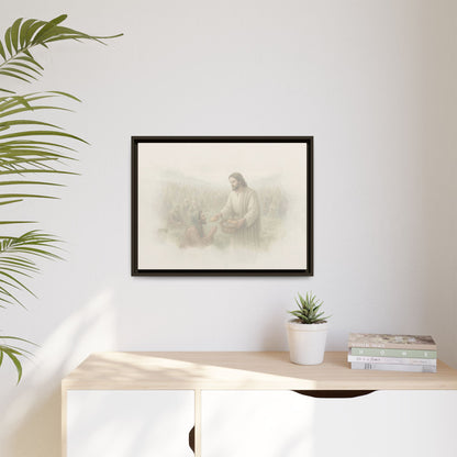 Jesus Feeds The 5,000 - Framed Canvas