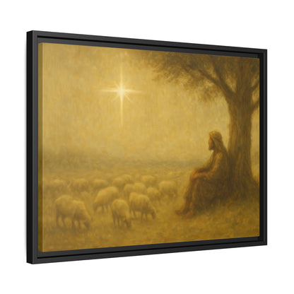Shepherd In The Field - Framed Canvas