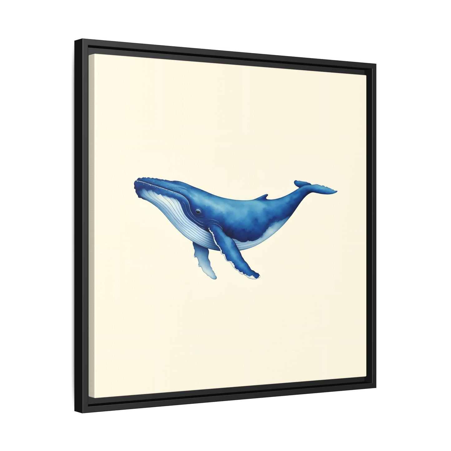 Blue Whale Watercolor - Framed Canvas