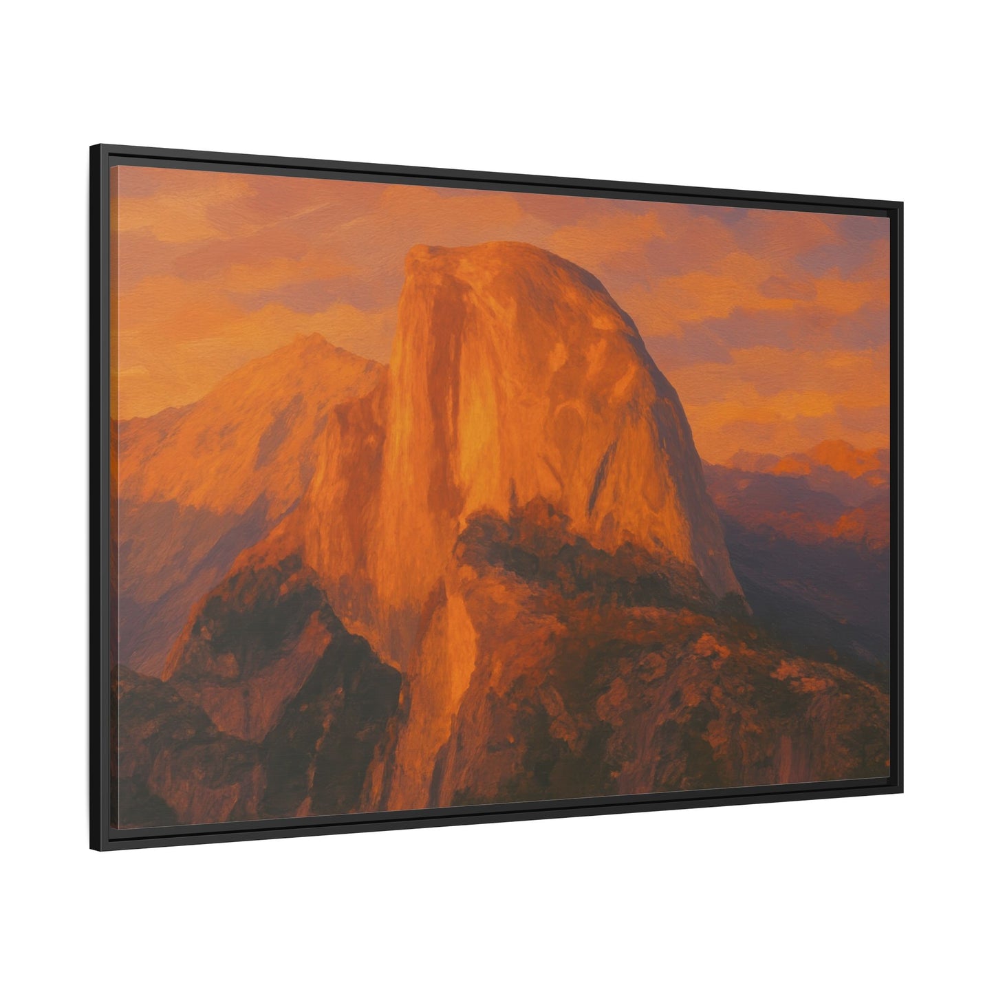 Sunset Over Half Dome - Framed Canvas