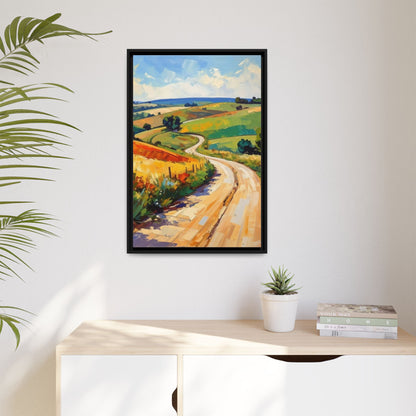 Lazy Country Road #3 - Framed Canvas
