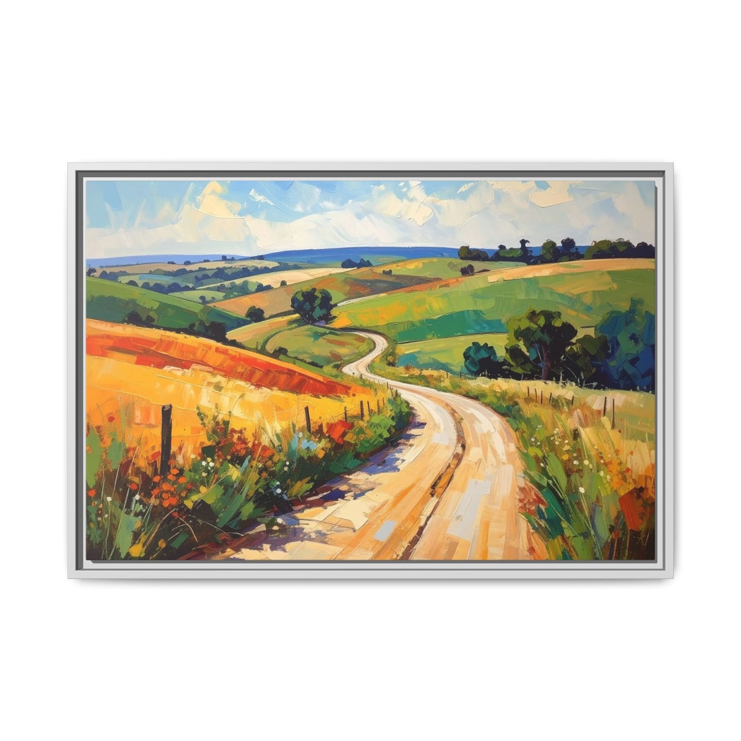 Lazy Country Road #3 - Framed Canvas