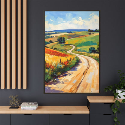 Lazy Country Road #3 - Framed Canvas