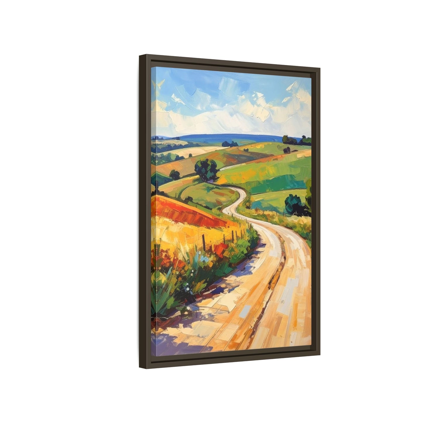 Lazy Country Road #3 - Framed Canvas