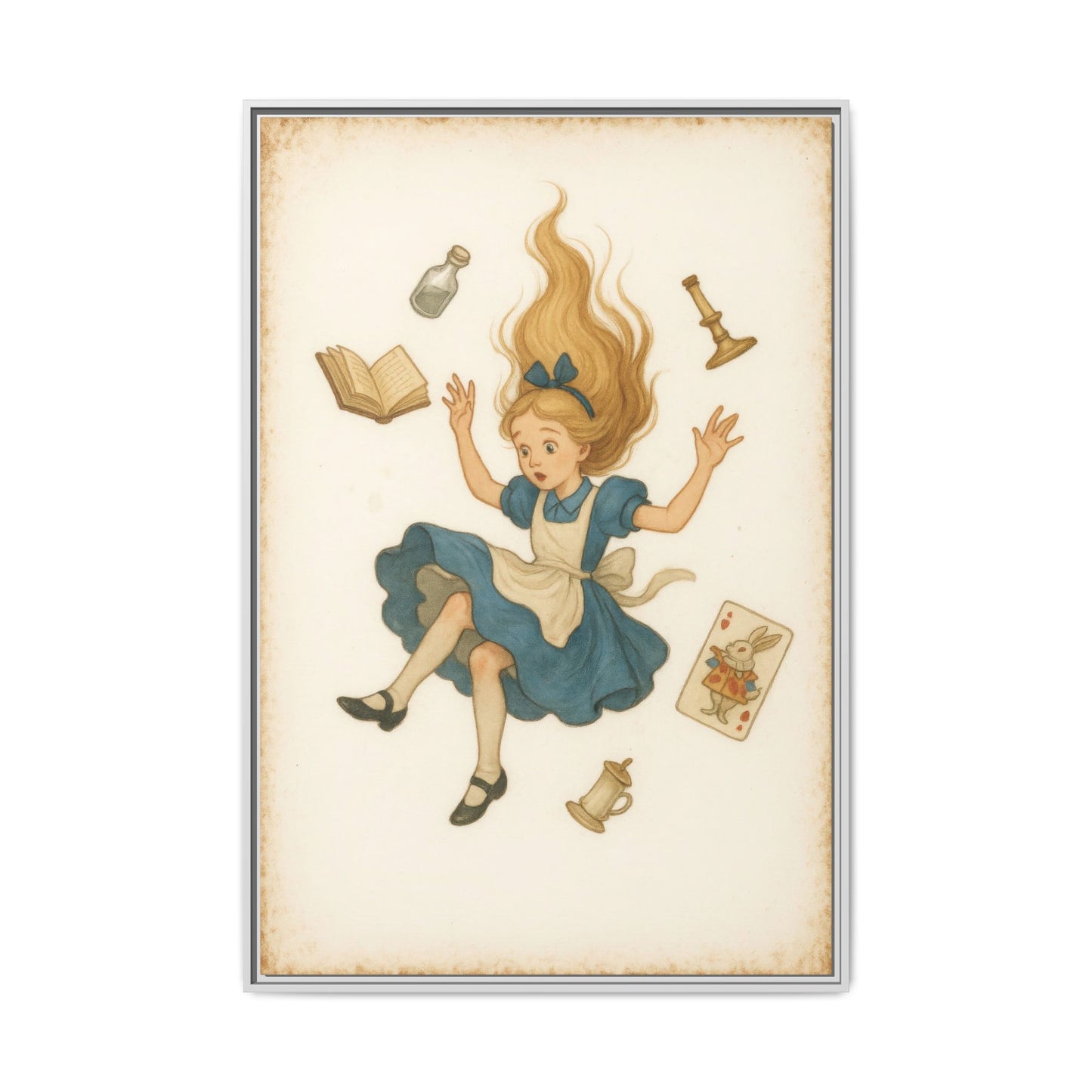 Alice Down the Rabbit Hole - Framed Canvas