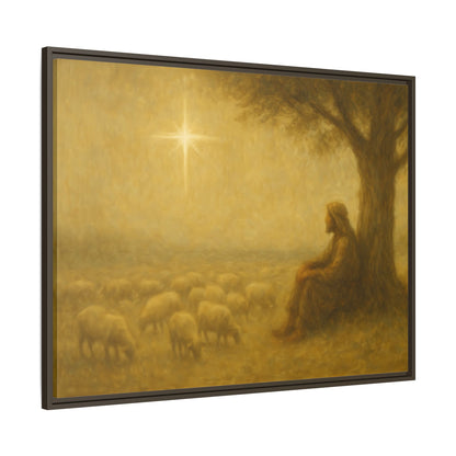 Shepherd In The Field - Framed Canvas
