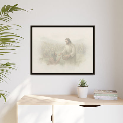 Jesus Feeds The 5,000 - Framed Canvas