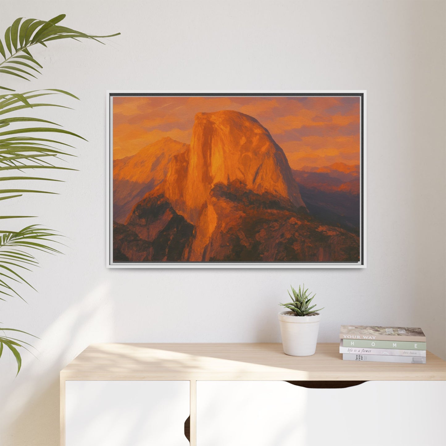 Sunset Over Half Dome - Framed Canvas
