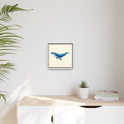Blue Whale Watercolor - Framed Canvas