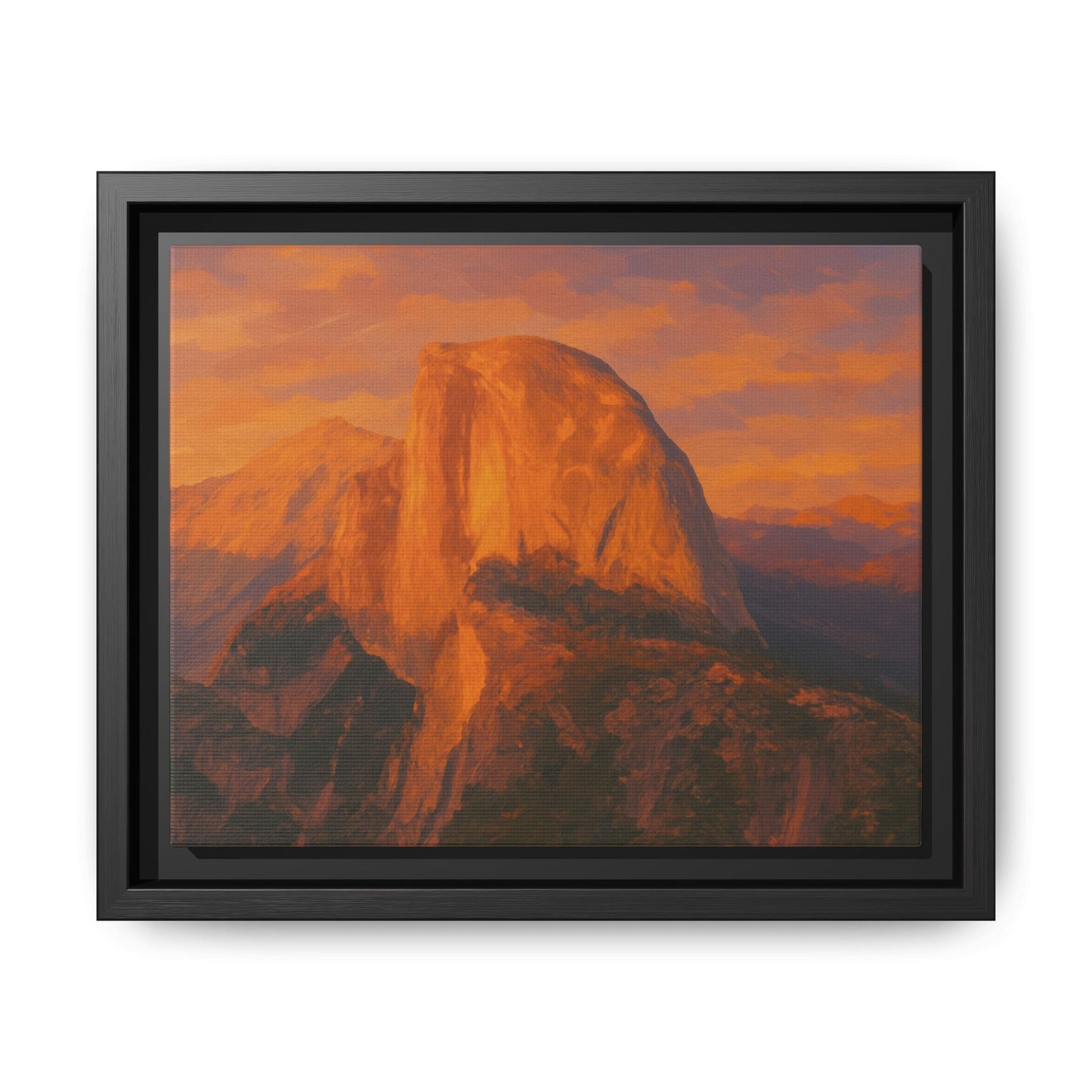 Sunset Over Half Dome - Framed Canvas