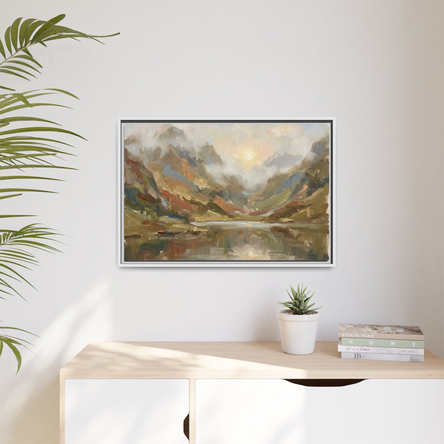 Misty Mountain Lake - Framed Canvas