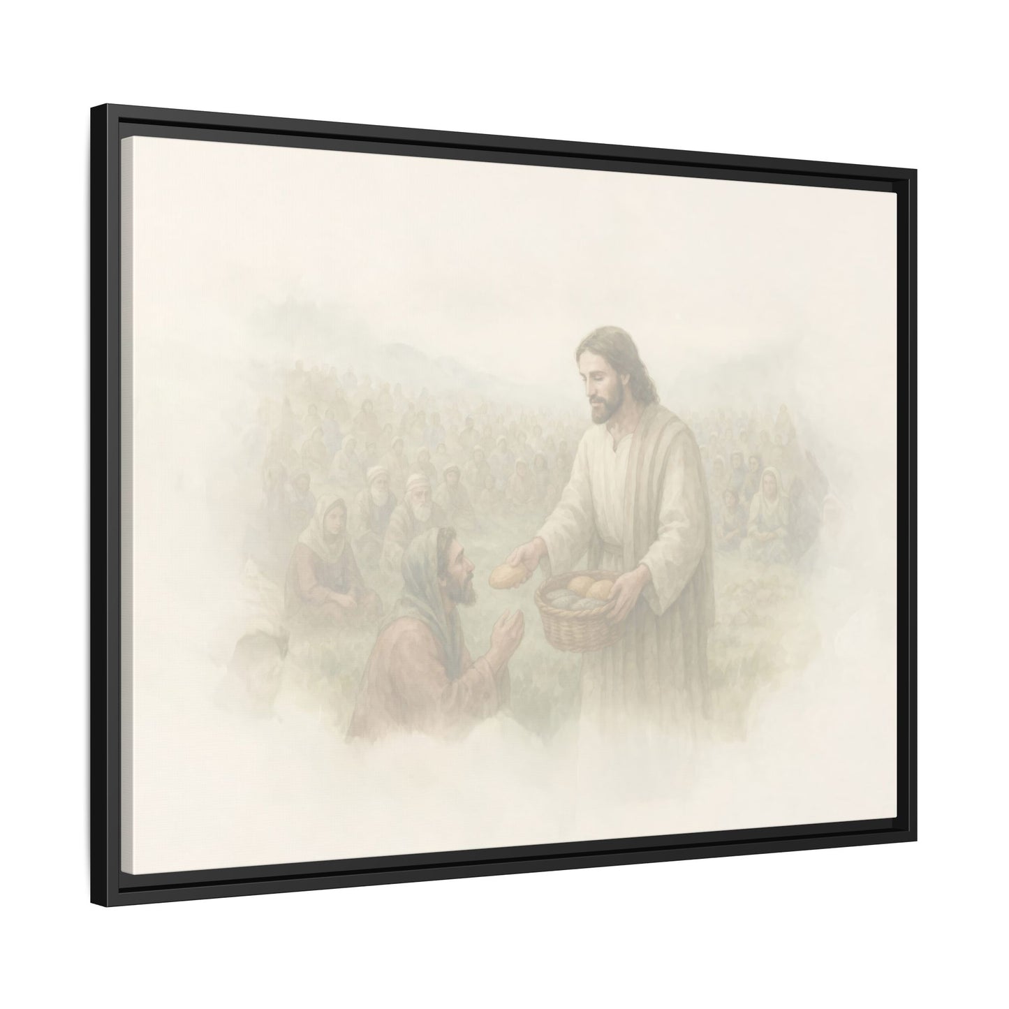Jesus Feeds The 5,000 - Framed Canvas