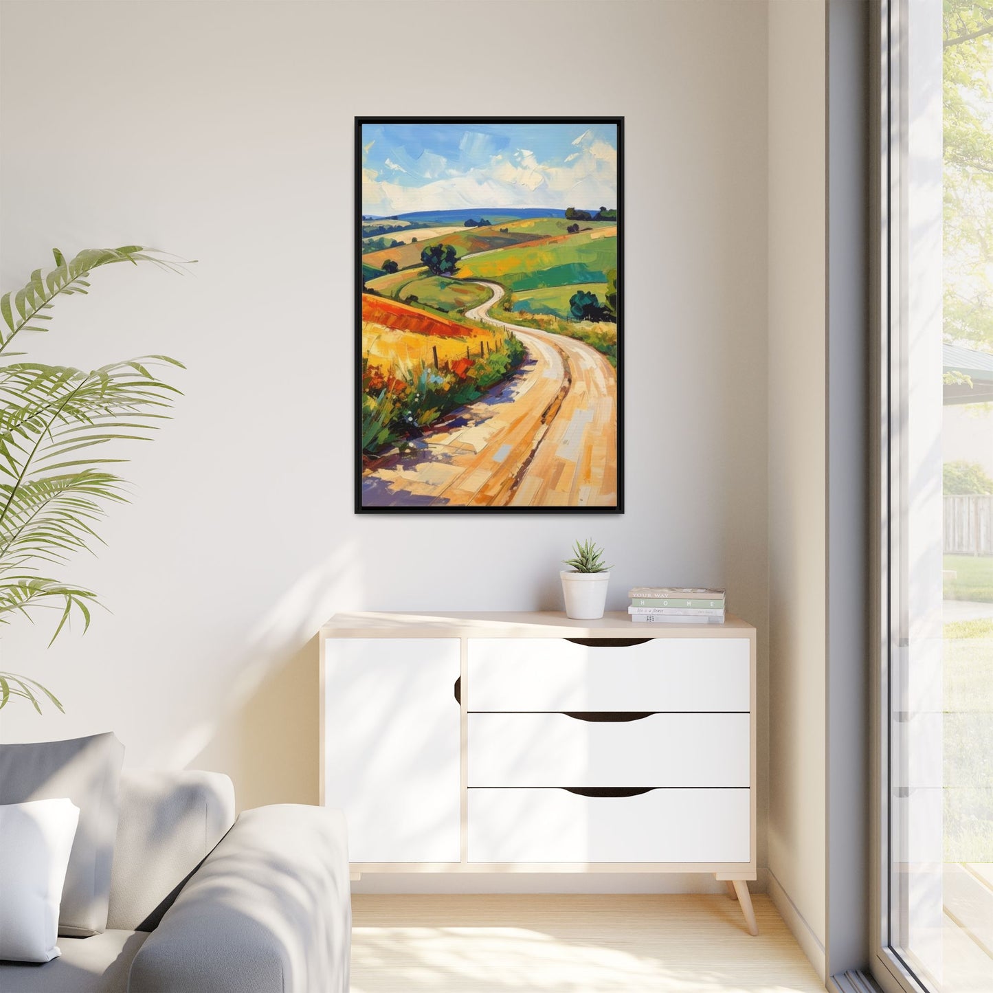 Lazy Country Road #3 - Framed Canvas
