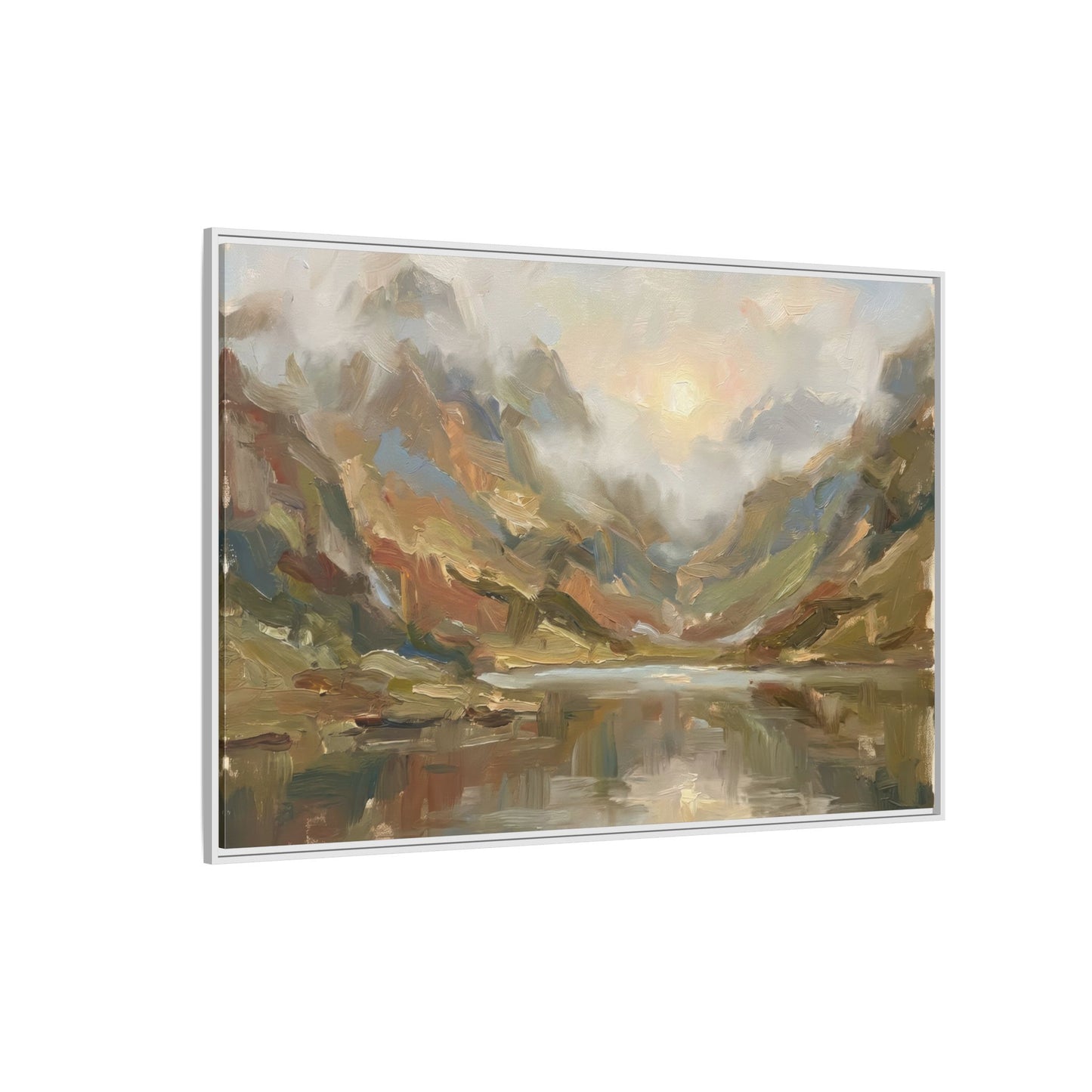 Misty Mountain Lake - Framed Canvas