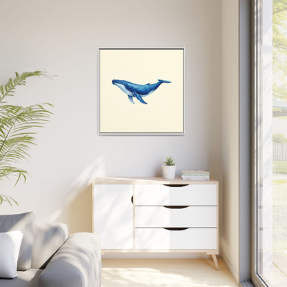 Blue Whale Watercolor - Framed Canvas
