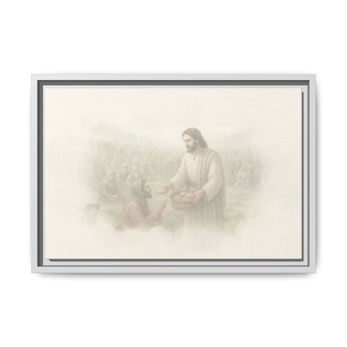 Jesus Feeds The 5,000 - Framed Canvas
