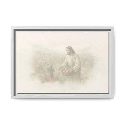 Jesus Feeds The 5,000 - Framed Canvas