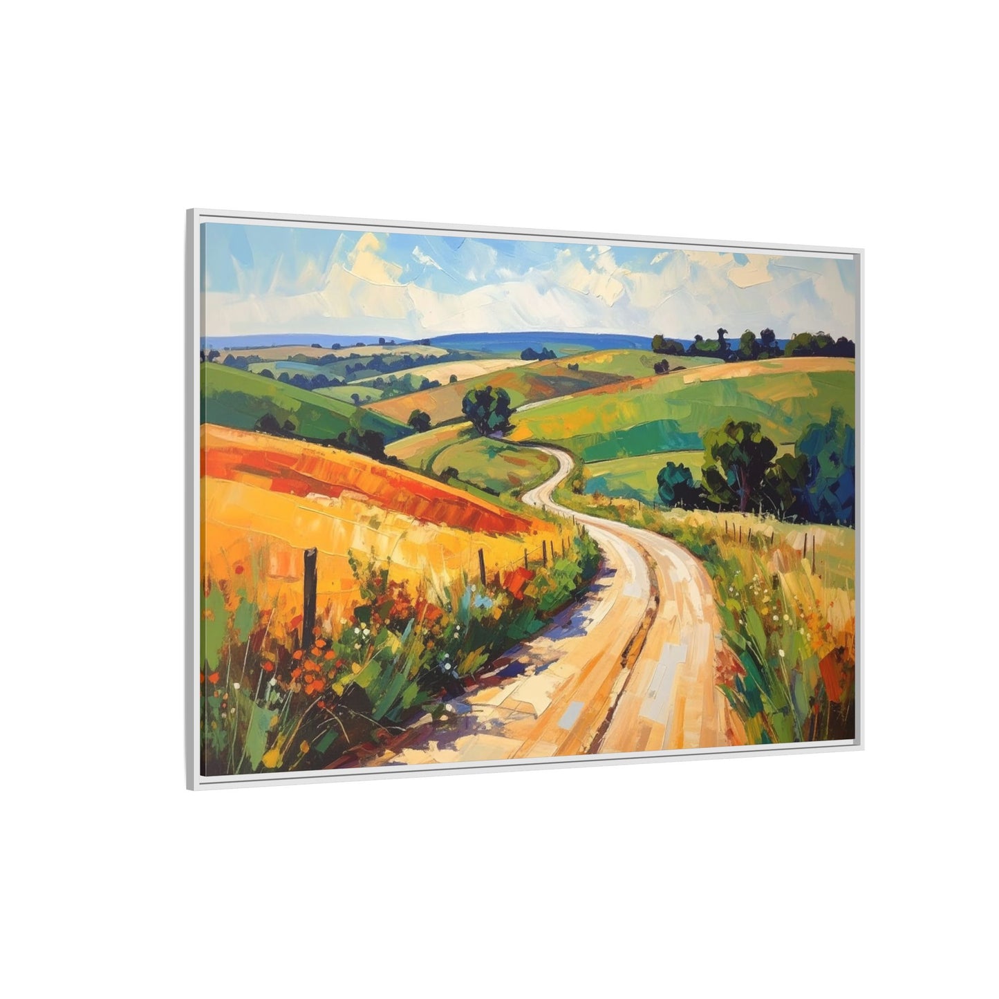 Lazy Country Road #3 - Framed Canvas