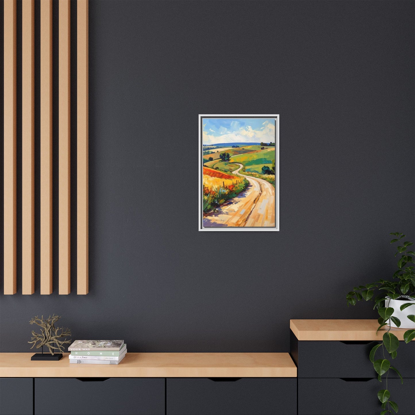 Lazy Country Road #3 - Framed Canvas