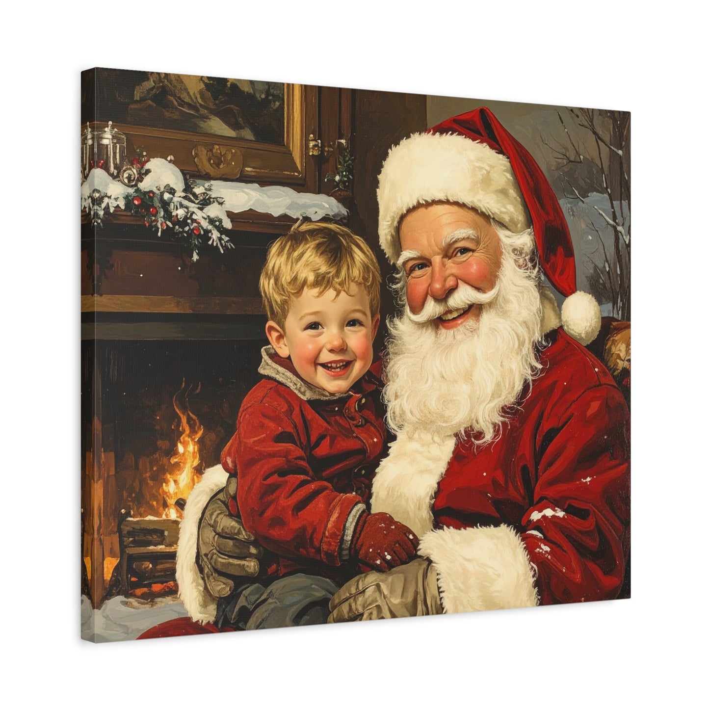 Vintage Santa with Little Boy - Canvas