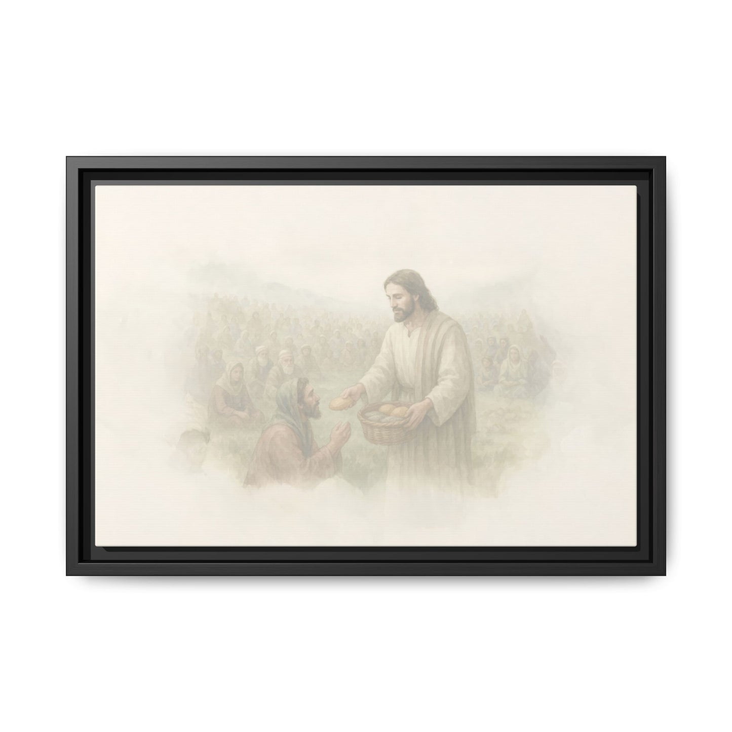 Jesus Feeds The 5,000 - Framed Canvas