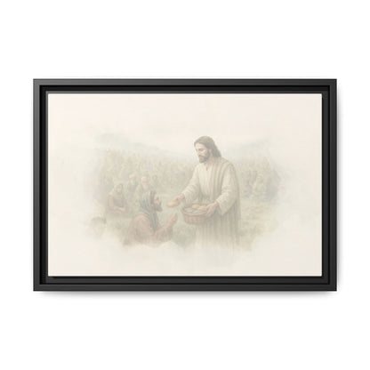 Jesus Feeds The 5,000 - Framed Canvas