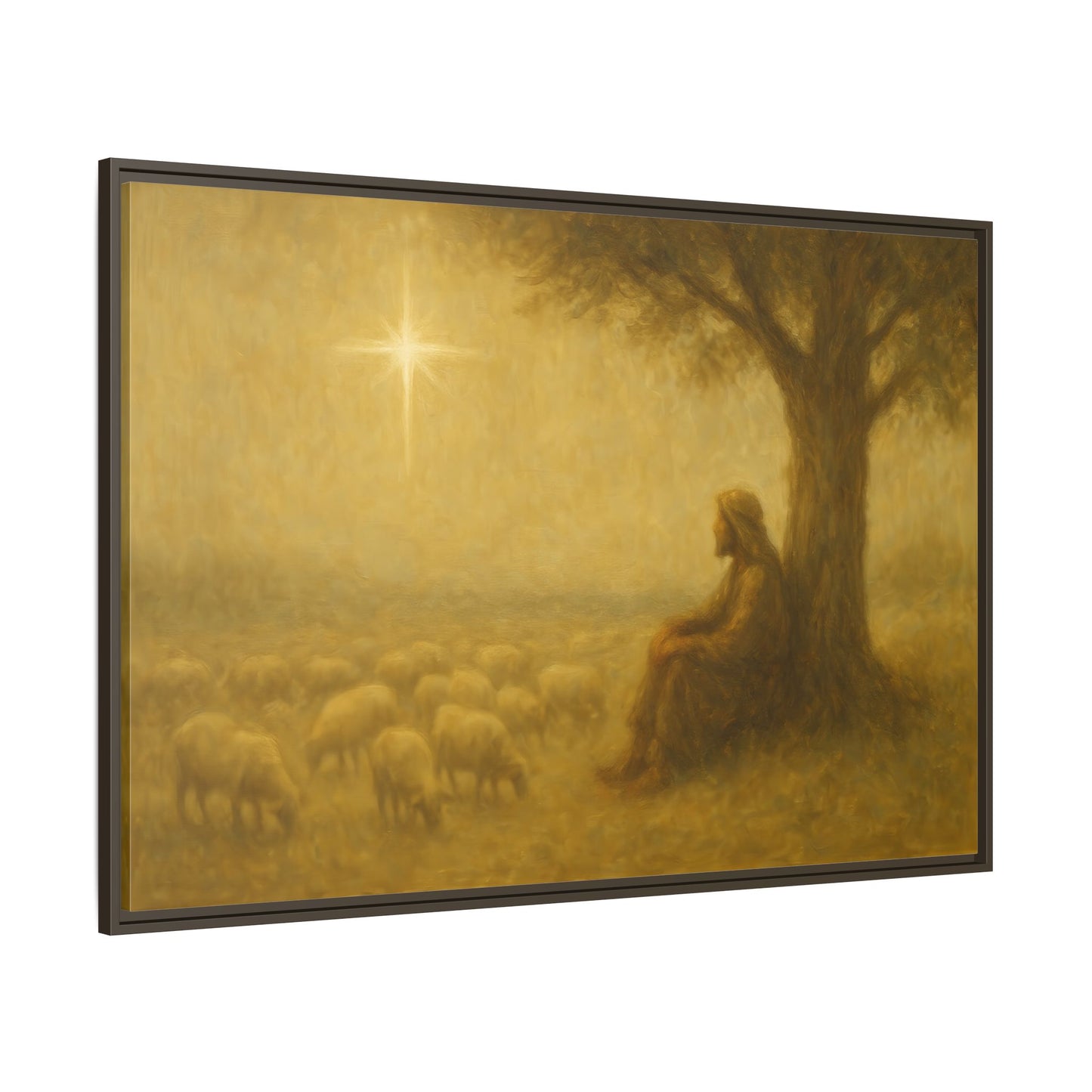Shepherd In The Field - Framed Canvas