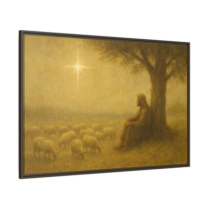 Shepherd In The Field - Framed Canvas
