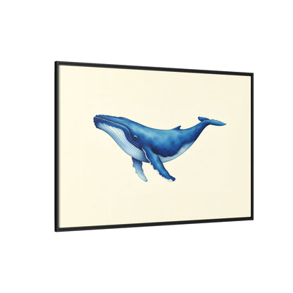 Blue Whale Watercolor - Framed Canvas