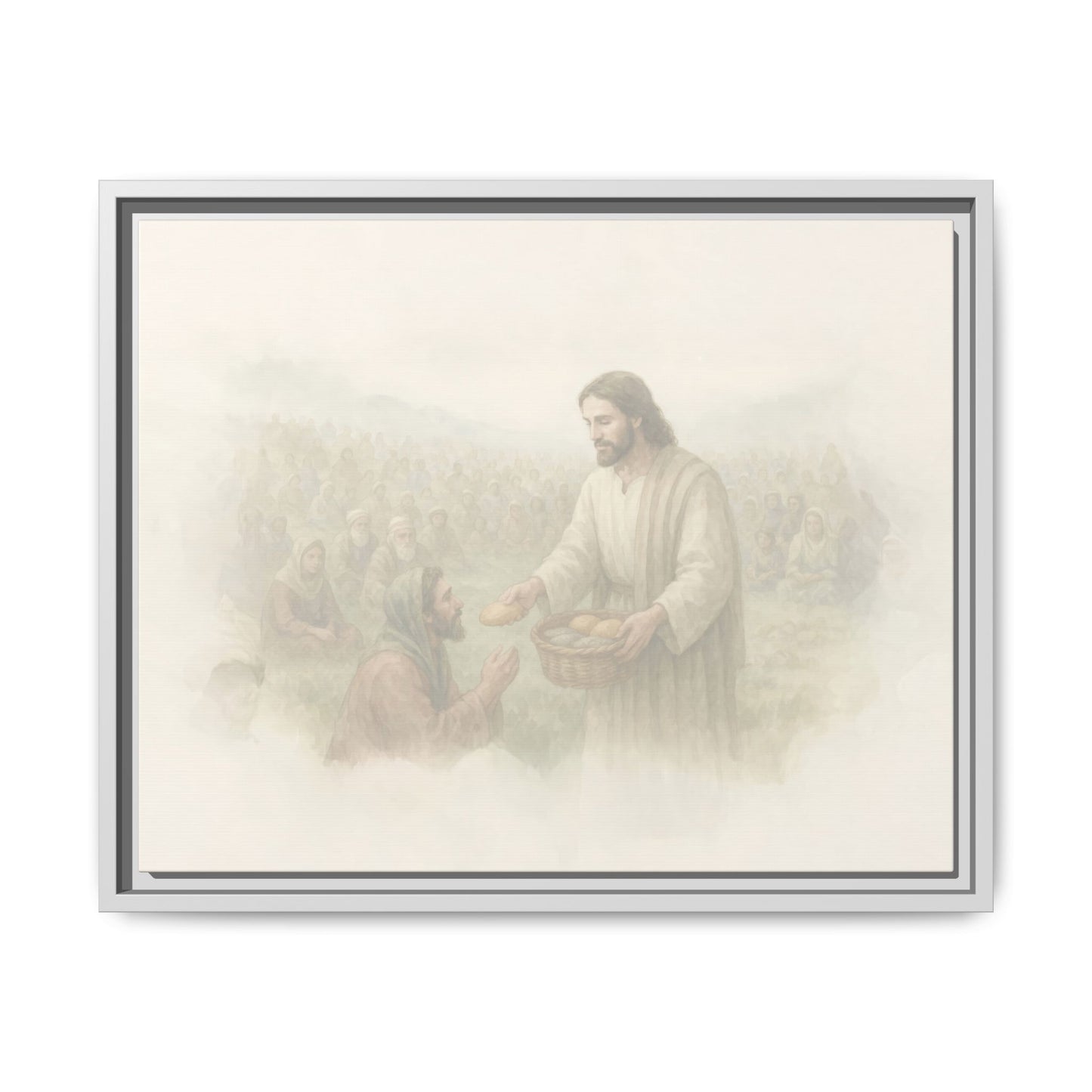 Jesus Feeds The 5,000 - Framed Canvas