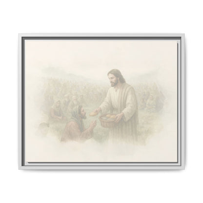 Jesus Feeds The 5,000 - Framed Canvas