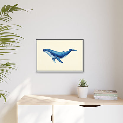 Blue Whale Watercolor - Framed Canvas