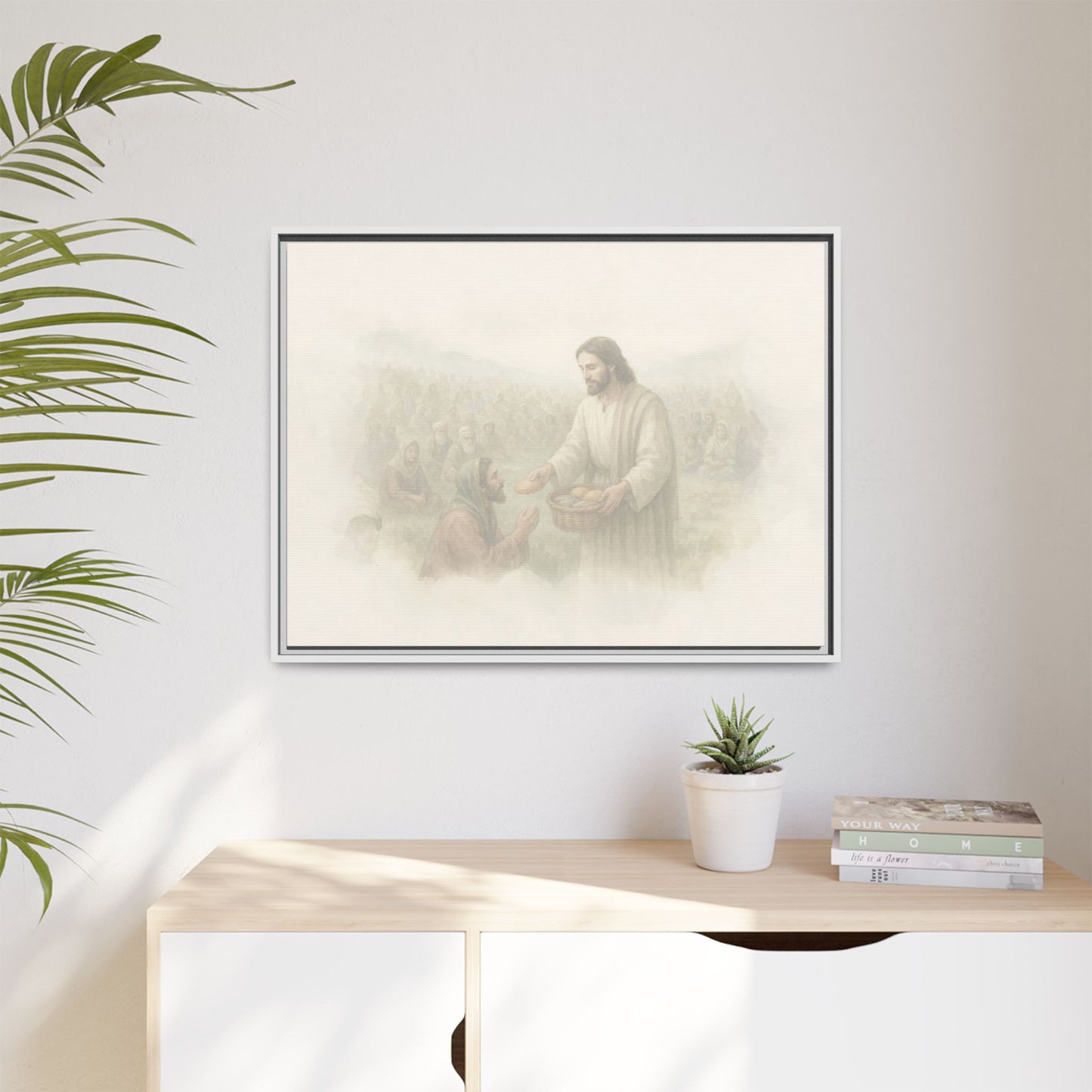 Jesus Feeds The 5,000 - Framed Canvas