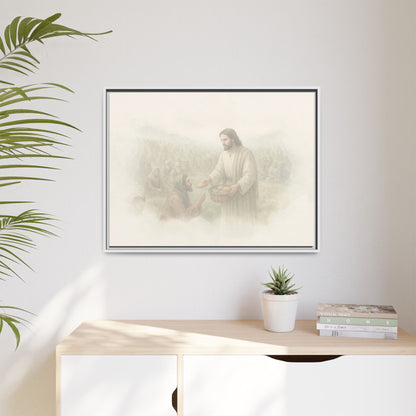 Jesus Feeds The 5,000 - Framed Canvas