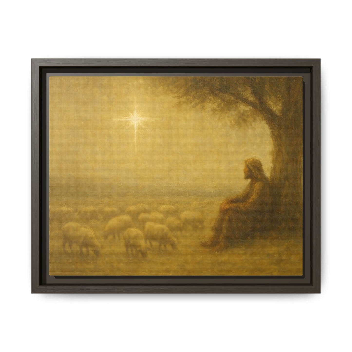 Shepherd In The Field - Framed Canvas