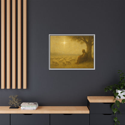 Shepherd In The Field - Framed Canvas