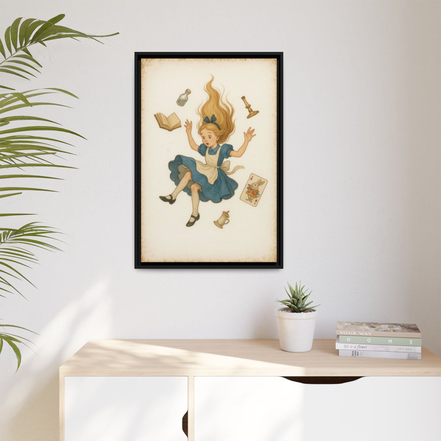 Alice Down the Rabbit Hole - Framed Canvas