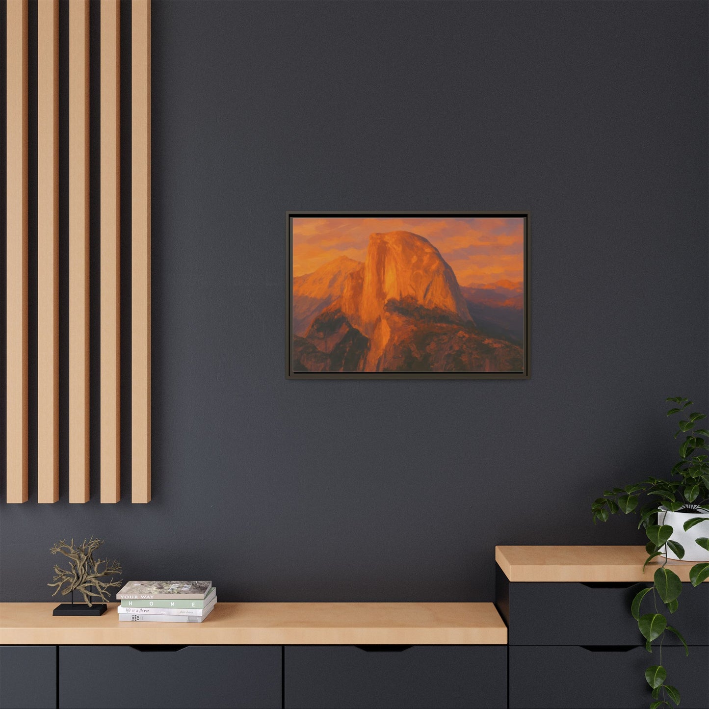 Sunset Over Half Dome - Framed Canvas