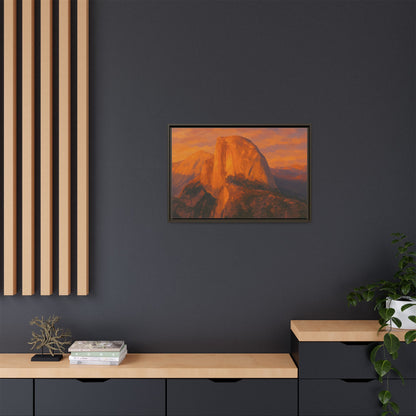 Sunset Over Half Dome - Framed Canvas