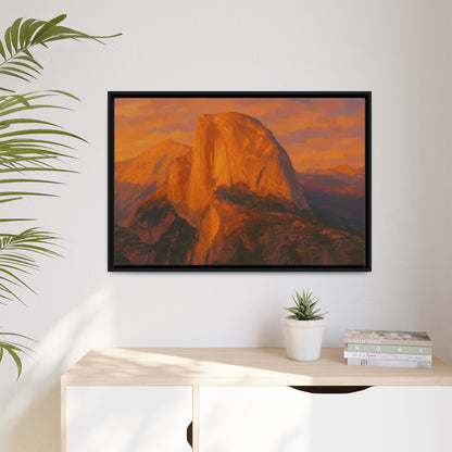Sunset Over Half Dome - Framed Canvas