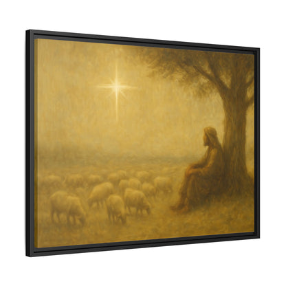 Shepherd In The Field - Framed Canvas