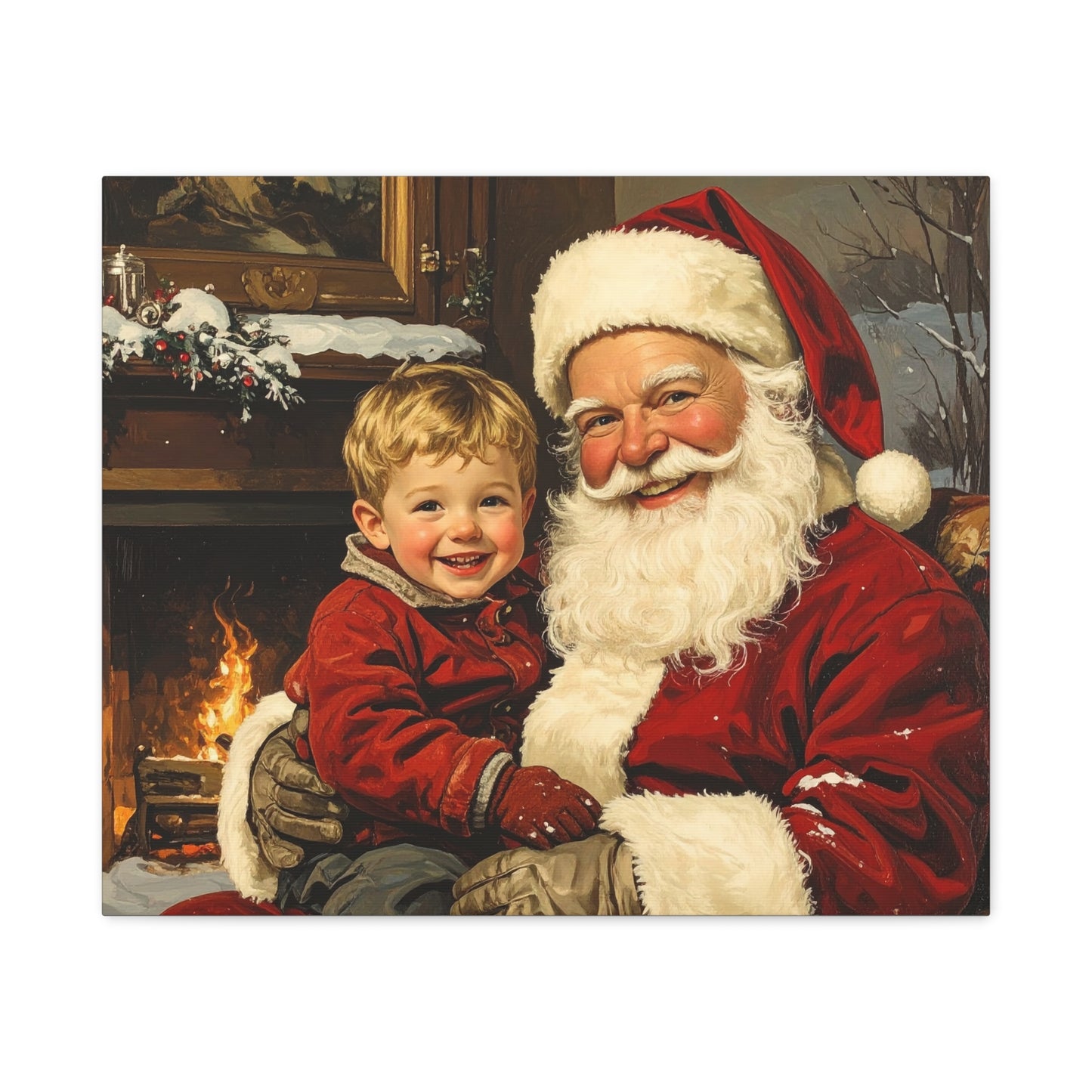 Vintage Santa with Little Boy - Canvas
