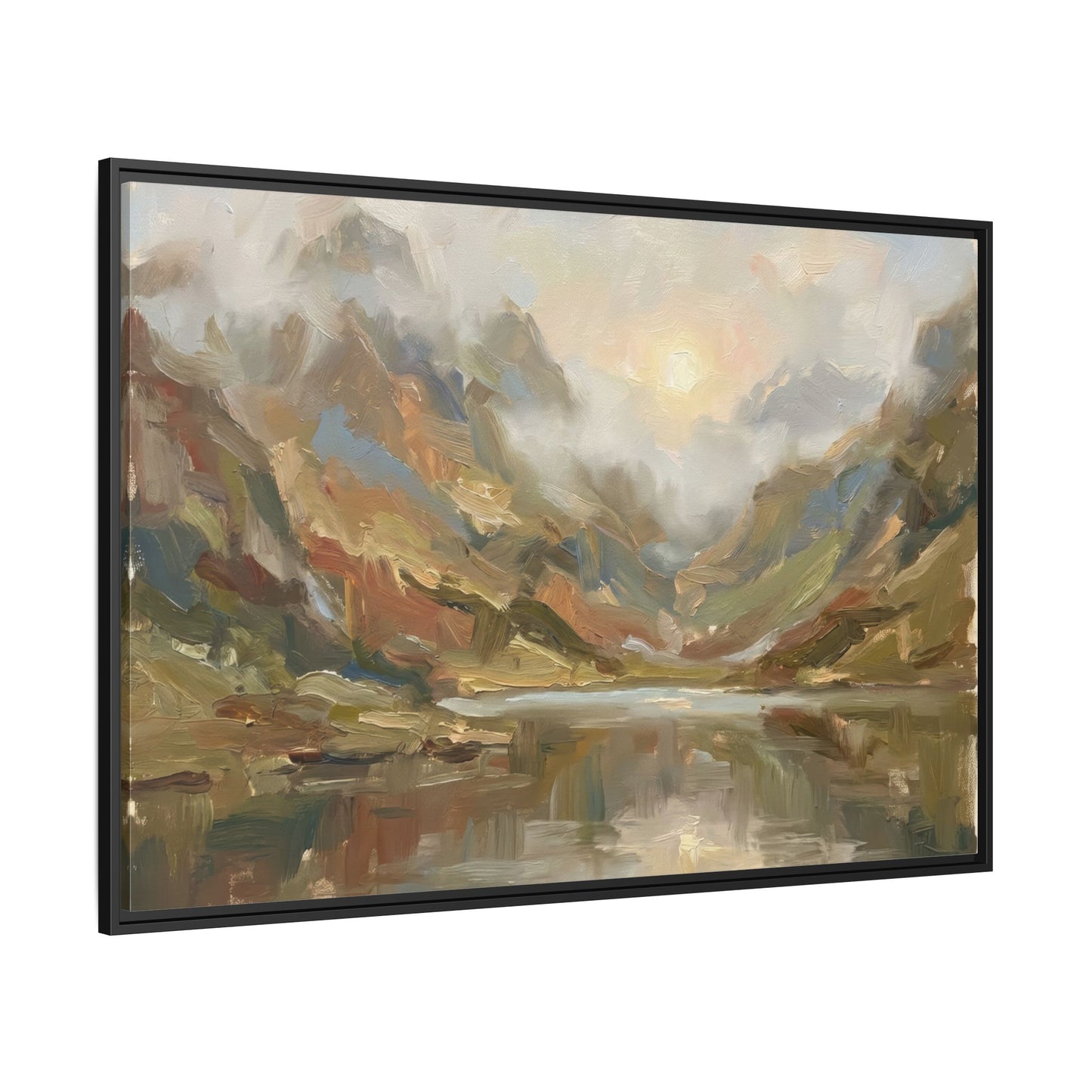 Misty Mountain Lake - Framed Canvas