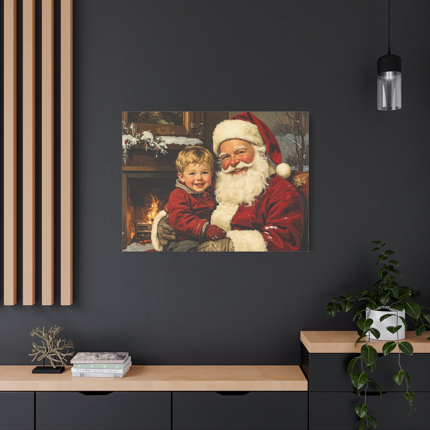 Vintage Santa with Little Boy - Canvas