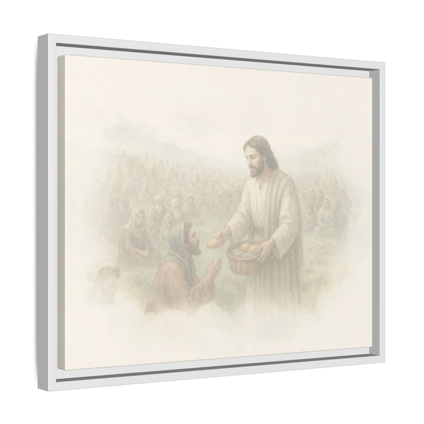 Jesus Feeds The 5,000 - Framed Canvas