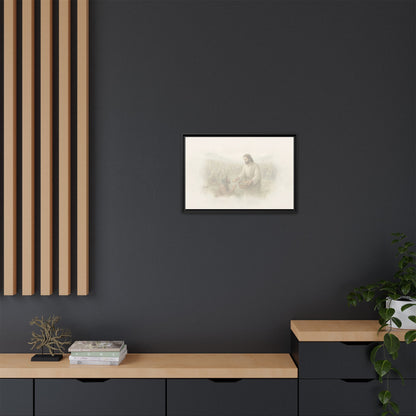 Jesus Feeds The 5,000 - Framed Canvas