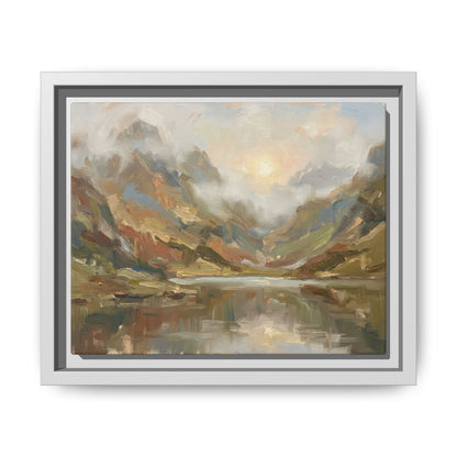 Misty Mountain Lake - Framed Canvas