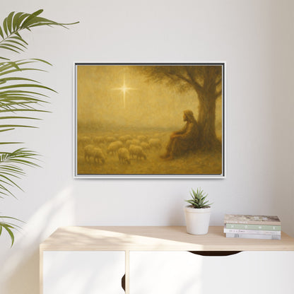 Shepherd In The Field - Framed Canvas